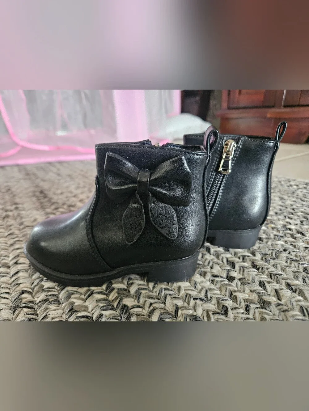 Toddler Black Bow Ankle Boots - Size 6toddler
